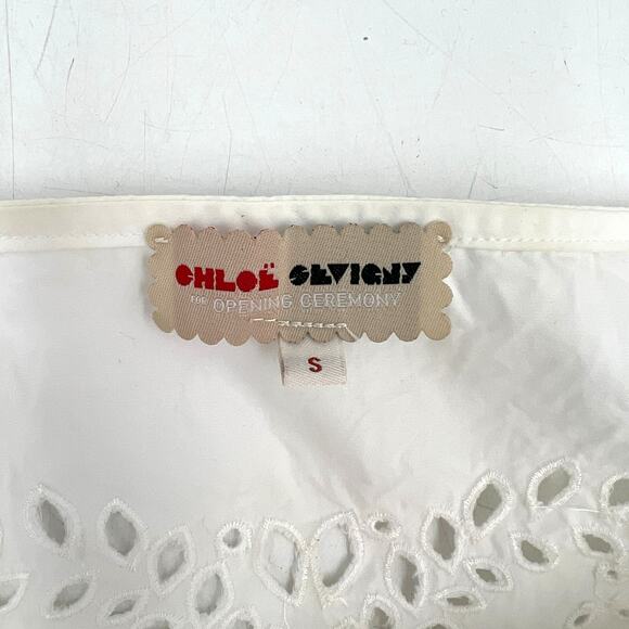 Opening Ceremony x Chloe Sevigny Cropped Eyelet Tank Top White - Picture 3 of 10